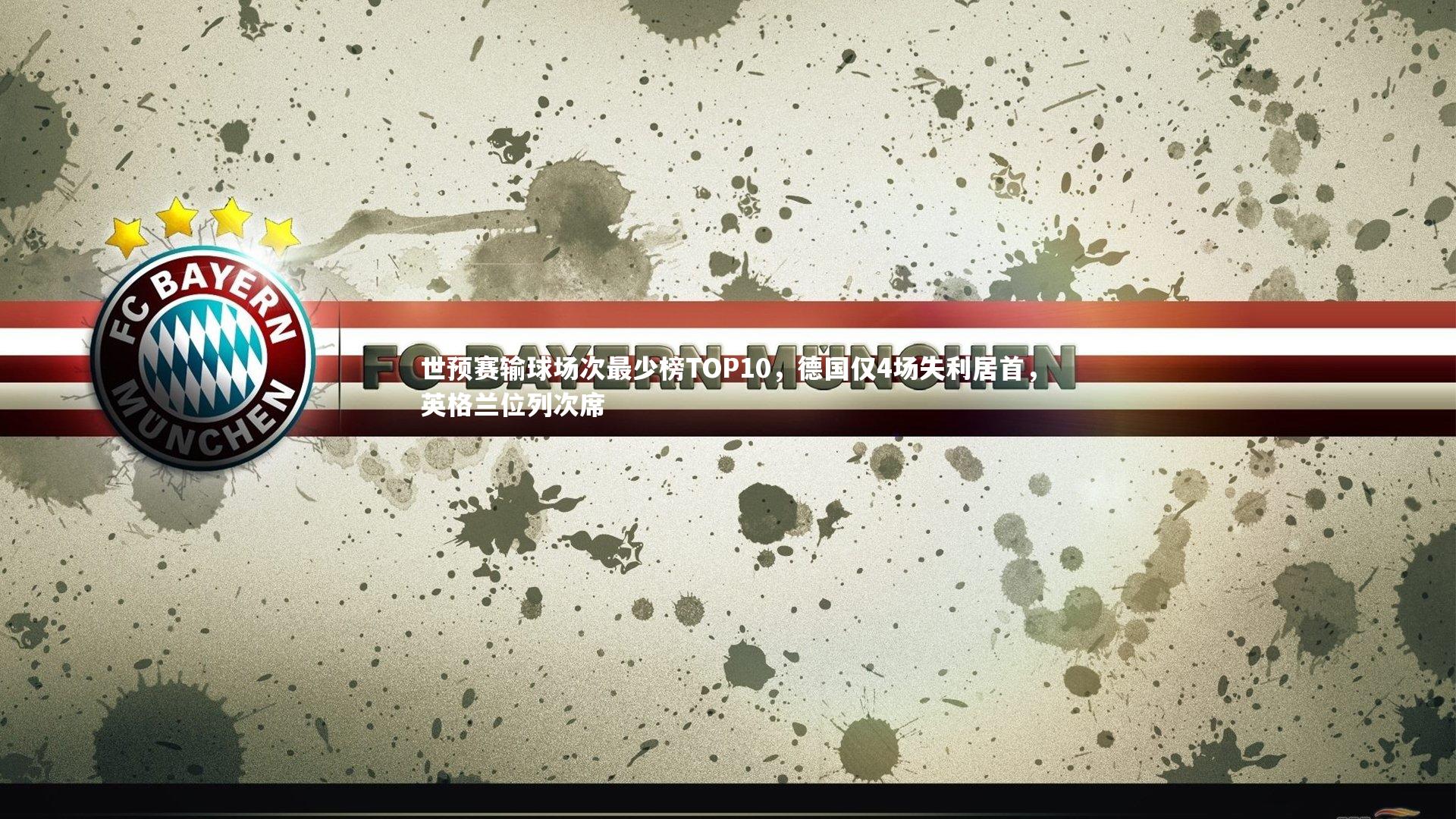 开云app：世预赛输球场次最少榜TOP10，德国仅4场失利居首，英格兰位列次席